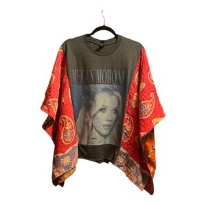 MEGAN Band T with Kantha Sleeves  Boho Handmade UPCYCLE One of A Kind OS